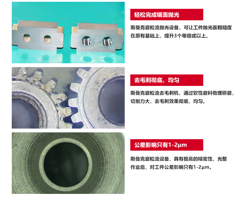 蘇州斯曼克磨粒流設(shè)備公司是流體拋光技術(shù)用于工業(yè)實踐的先行者,致力于為客戶解決<a href='http://www.seazj.com' target='_blank'><u>內(nèi)孔拋光</u></a>、<a href='http://www.seazj.com' target='_blank'><u>交叉孔去毛刺</u></a>、微孔拋光、<a href='http://www.seazj.com' target='_blank'><u>內(nèi)孔去毛刺</u></a>、微孔去毛刺等各類復(fù)雜性拋光去毛刺難題,并提供系統(tǒng)化的<a href='http://www.seazj.com' target='_blank'><u>流體拋光機</u></a>,<a href='http://www.seazj.com' target='_blank'><u>內(nèi)孔拋光</u></a>機,涵蓋傳統(tǒng)AFM磨粒流拋光機,高速磨粒流<a href='http://www.seazj.com' target='_blank'><u>去毛刺機</u></a>以及<a href='http://www.seazj.com' target='_blank'><u>微孔拋光機</u></a>.