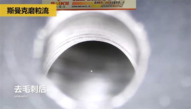 鋁合金<a href='http://www.seazj.com' target='_blank'><u>交叉孔去毛刺</u></a>，<a href='http://www.seazj.com' target='_blank'><u>流體拋光機(jī)</u></a>約20秒一個
